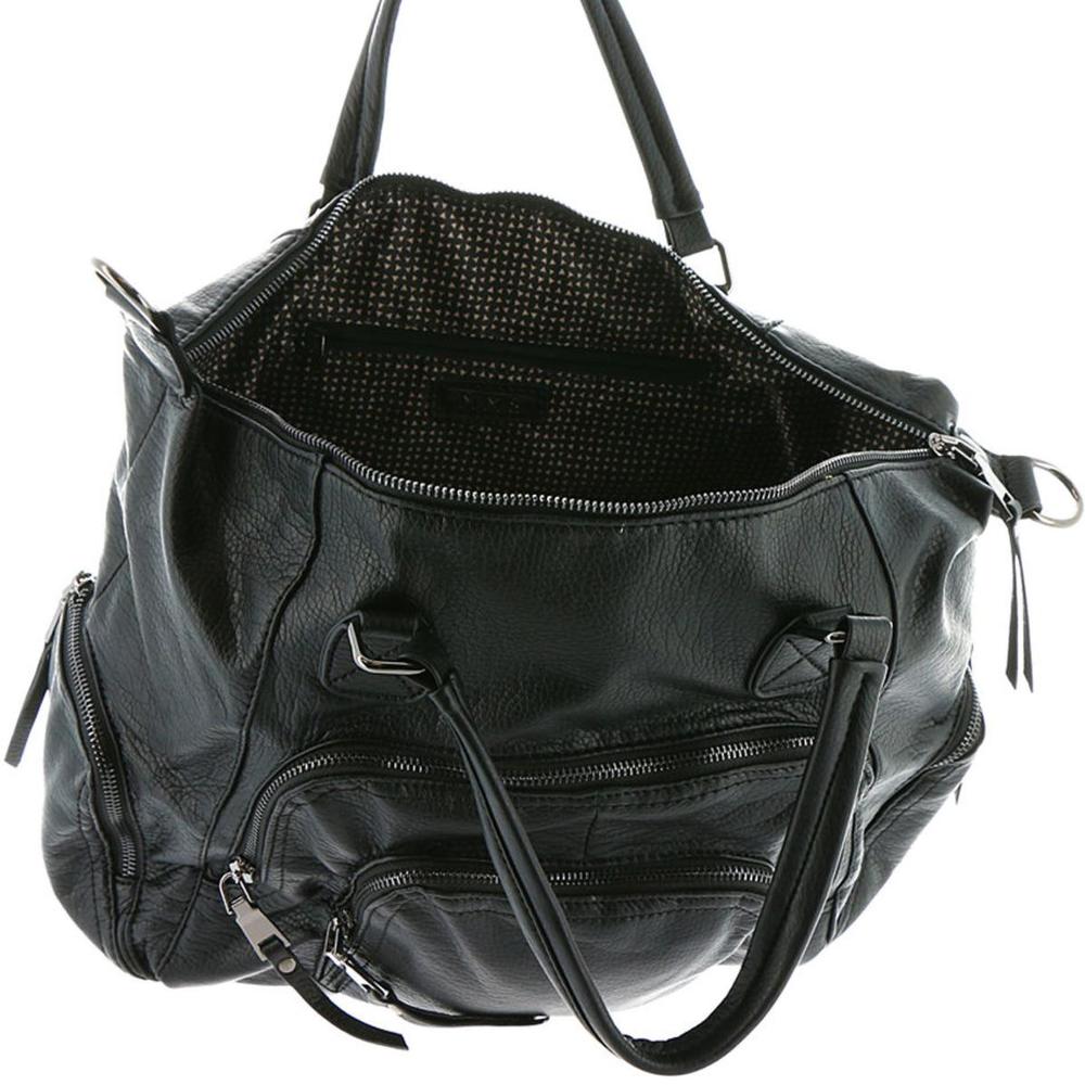 MMS Womens Glam On The Go Black Pebbled Crossbody Satchel Handbag Purse - Picture 3 of 4